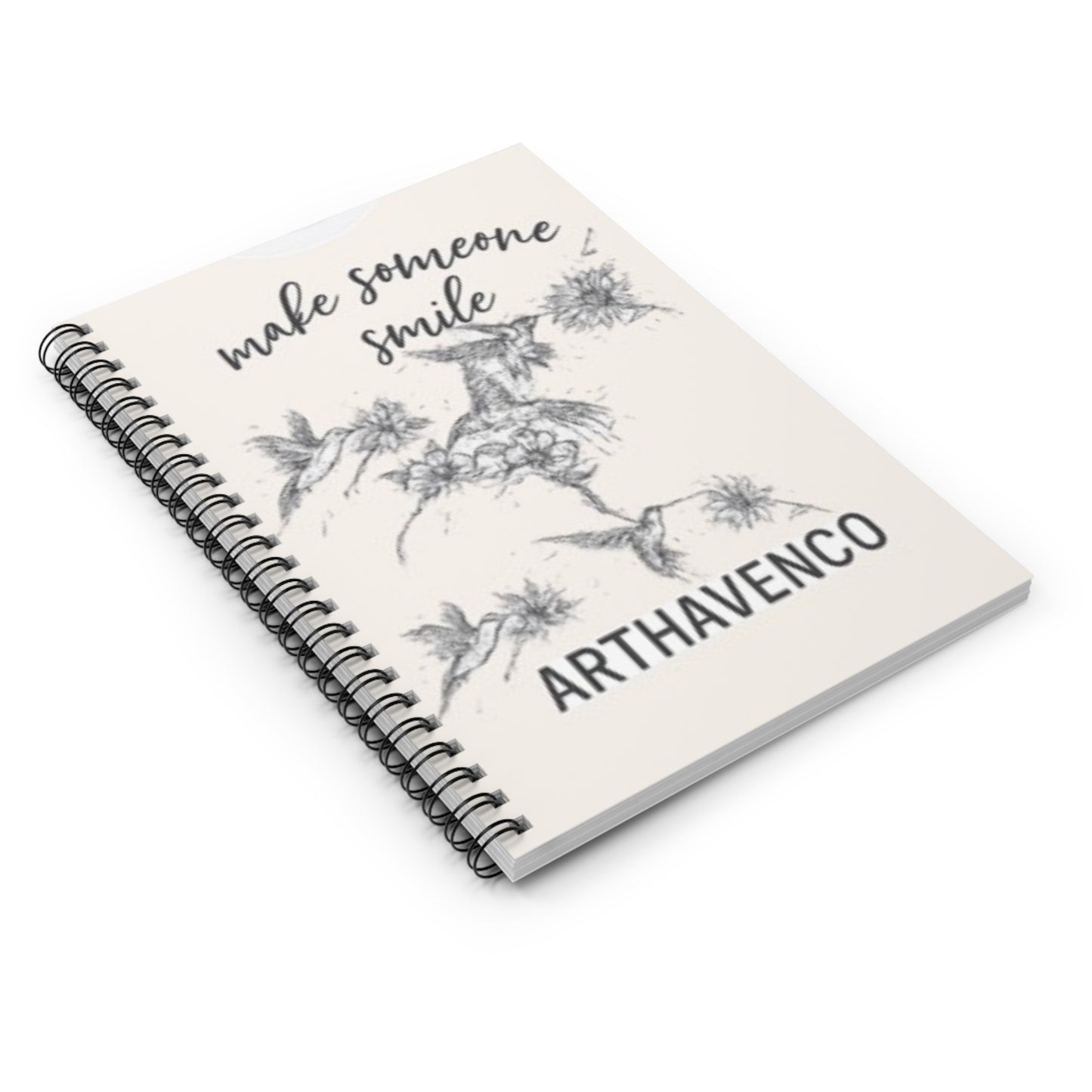 Make Someone Smile Spiral Notebook — Floral Hummingbird Ruled Journal