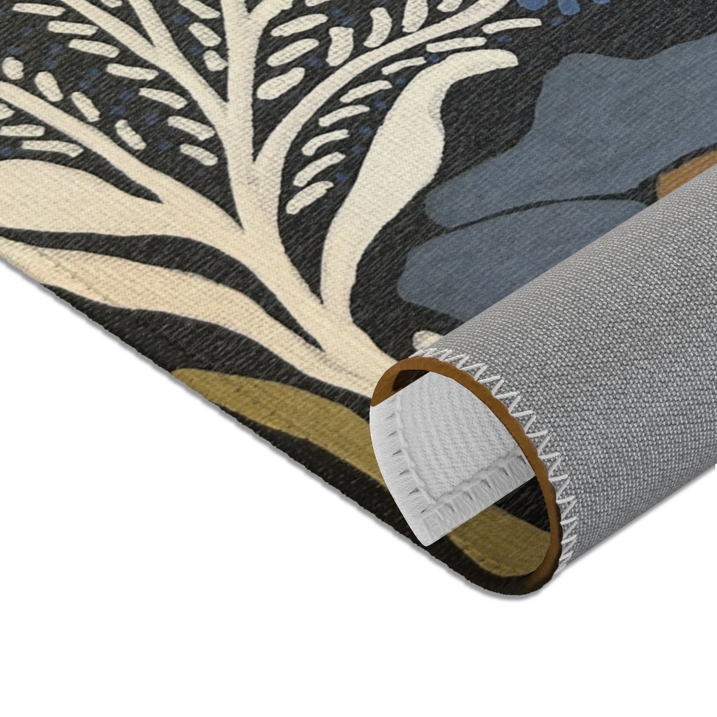 Floral Blue Botanical Area Rug – Vintage-Inspired Meadow Accent Rug