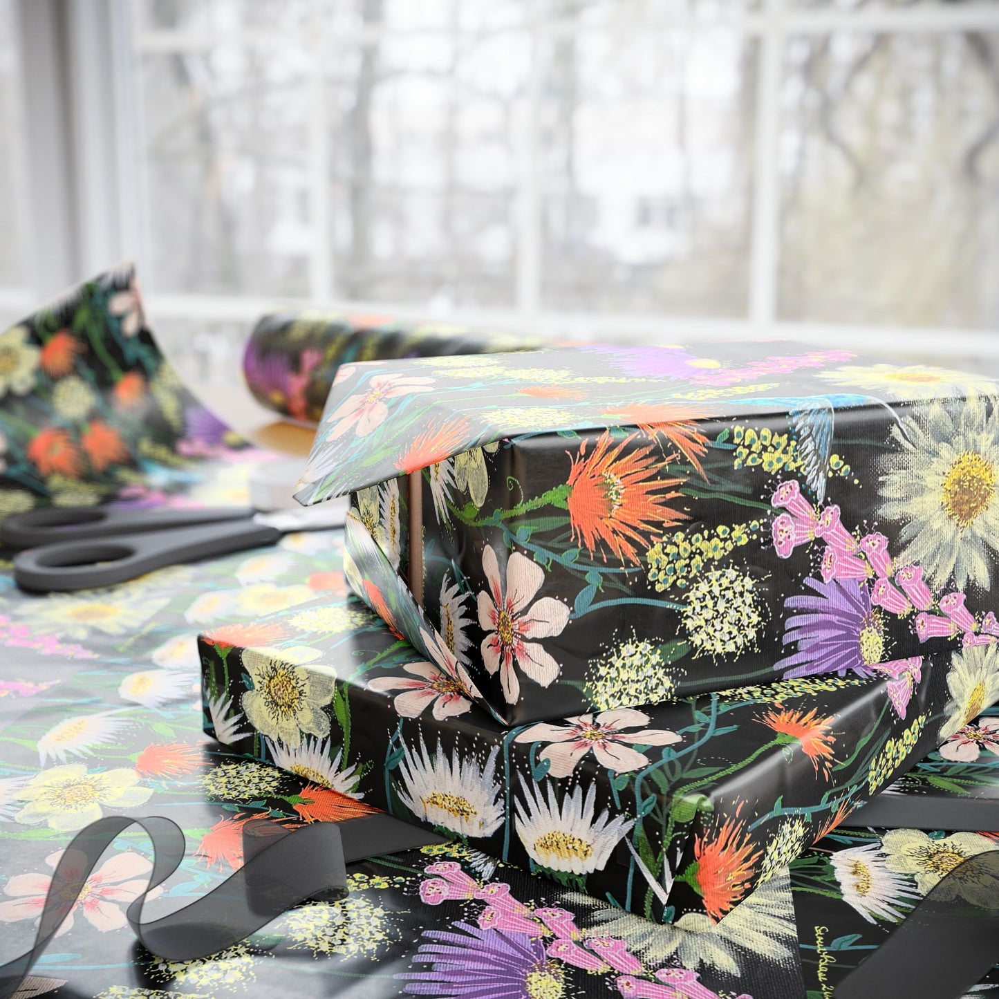 Floral Meadow Wrapping Paper — Vintage Wildflower Gift Wrap