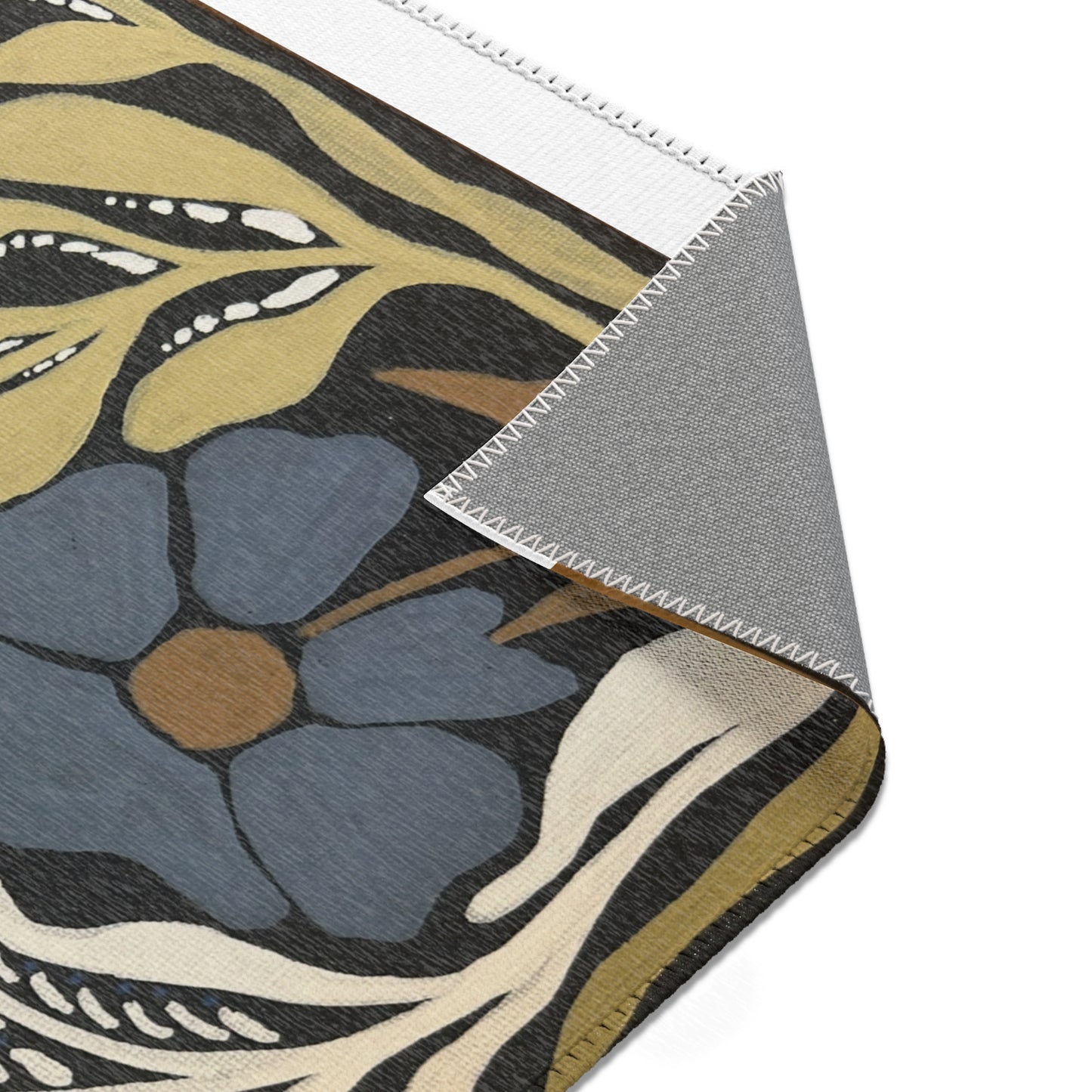 Floral Blue Botanical Area Rug – Vintage-Inspired Meadow Accent Rug