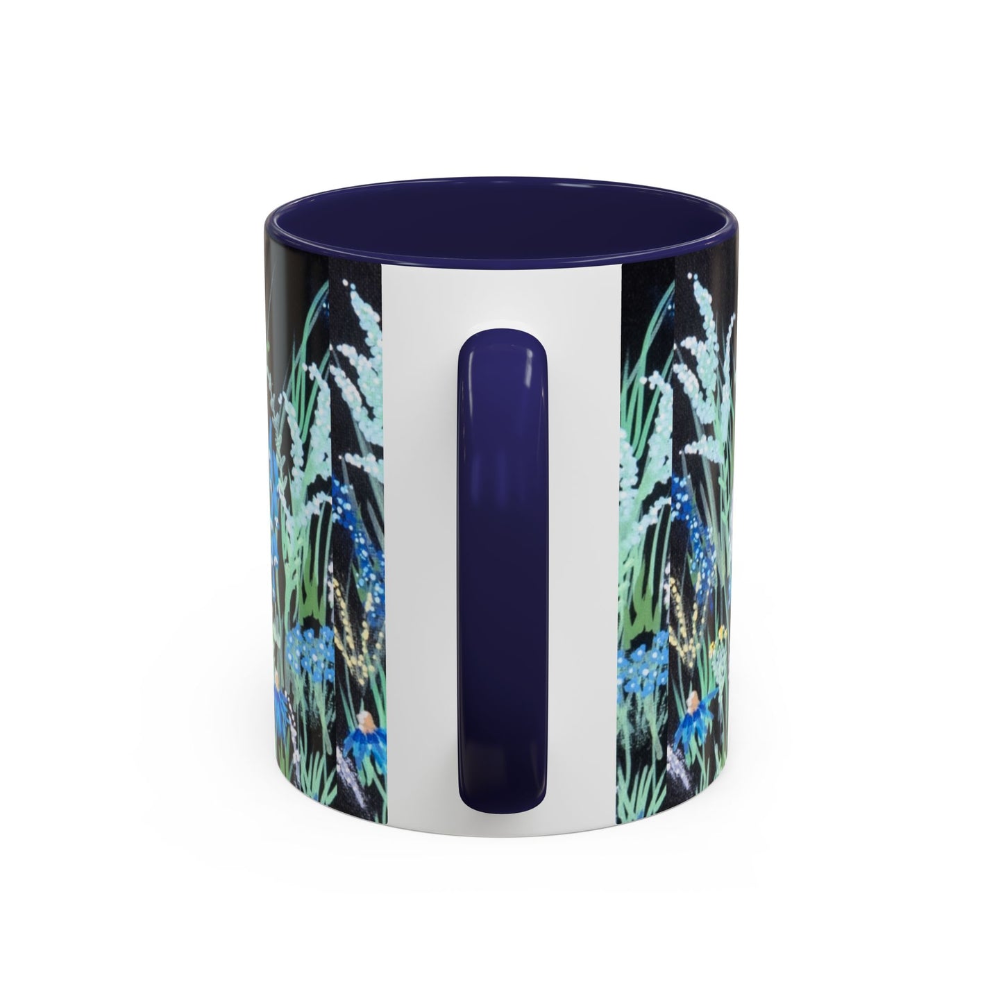 Blue hour bloom Floral Meadow Accent Coffee Mug — Blue Wildflower Garden Design (11/15oz)