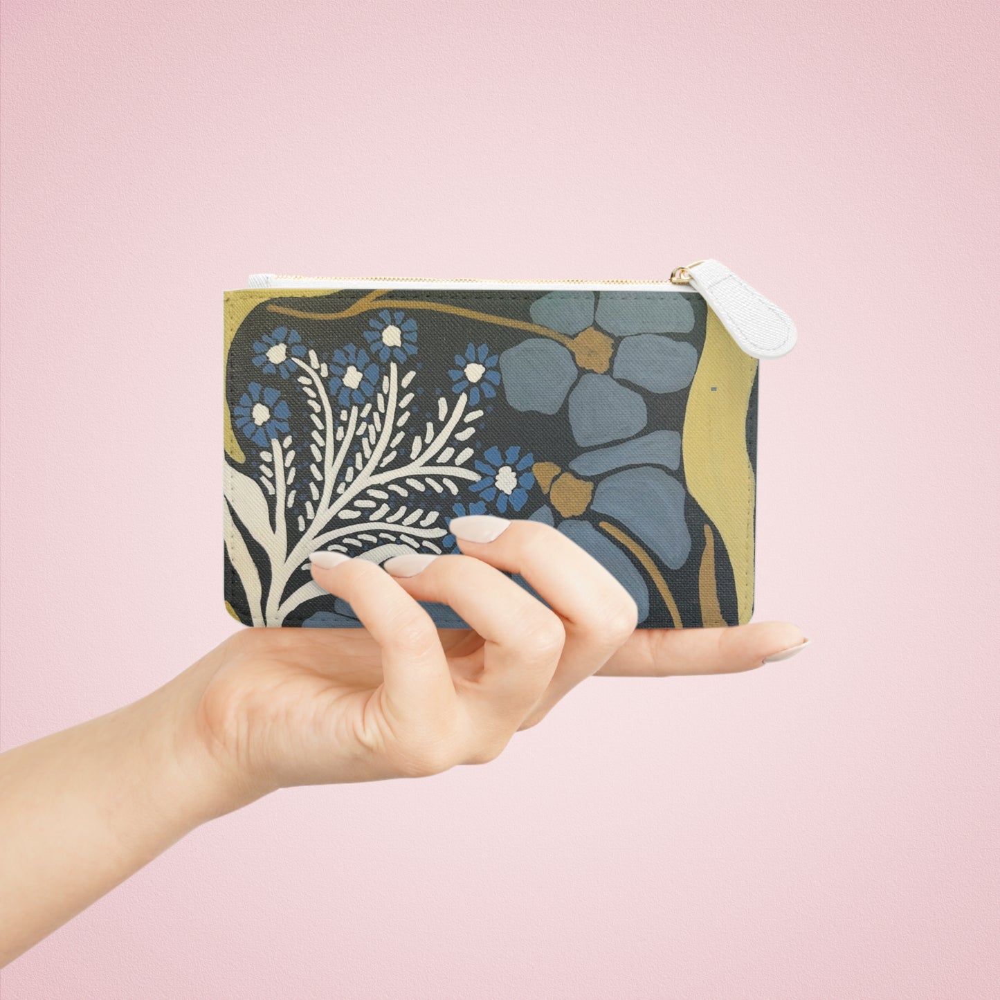 Mini Clutch Bag — © Art Haven & Co Vintage Blue Floral Wristlet Pouch