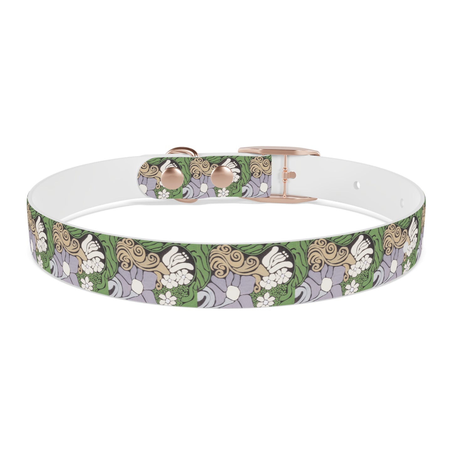 Whim & Tendril Dog Collar — Vintage Green & Lavender Pattern