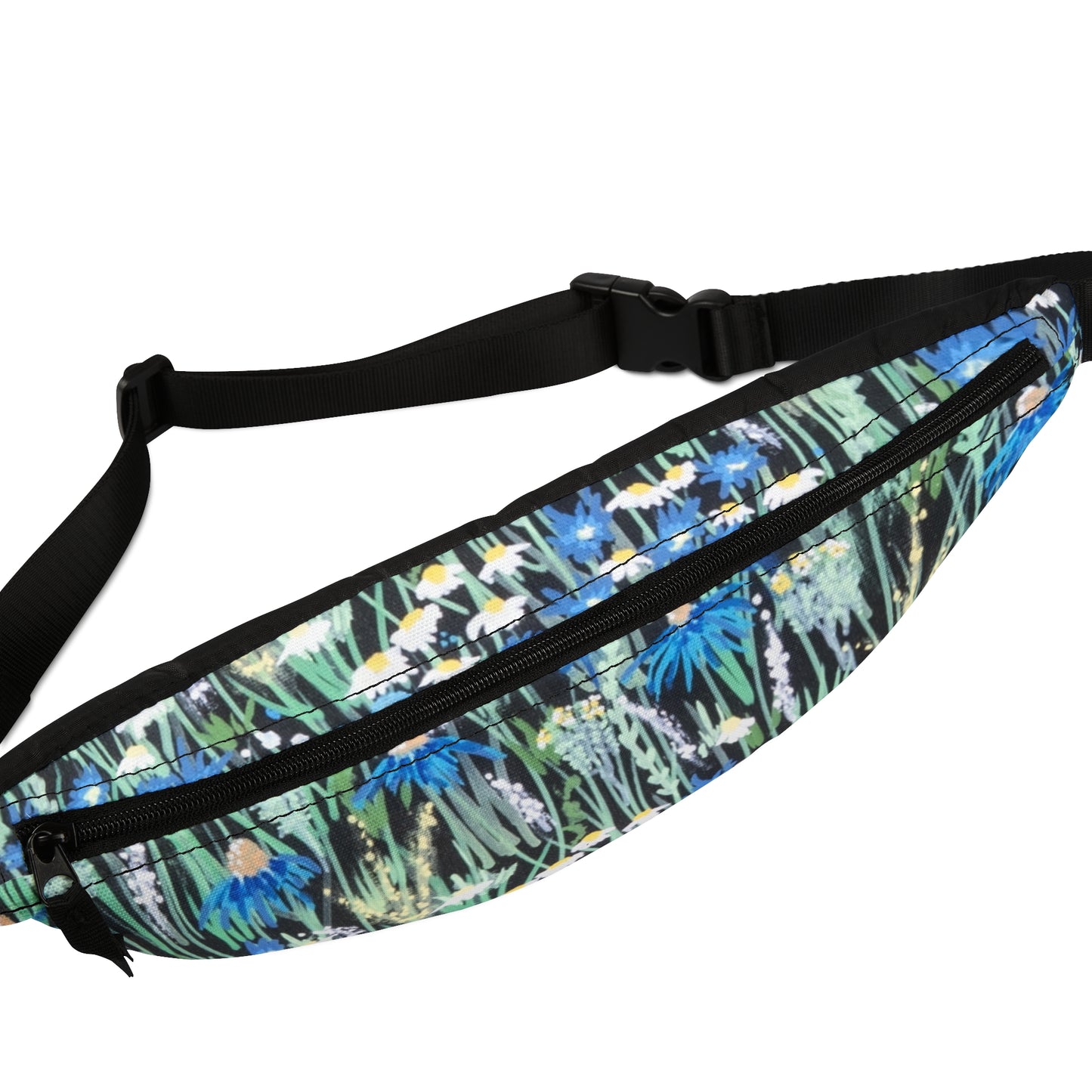 Blue Wildflower Fanny Pack — Floral Festival Waist Bag
