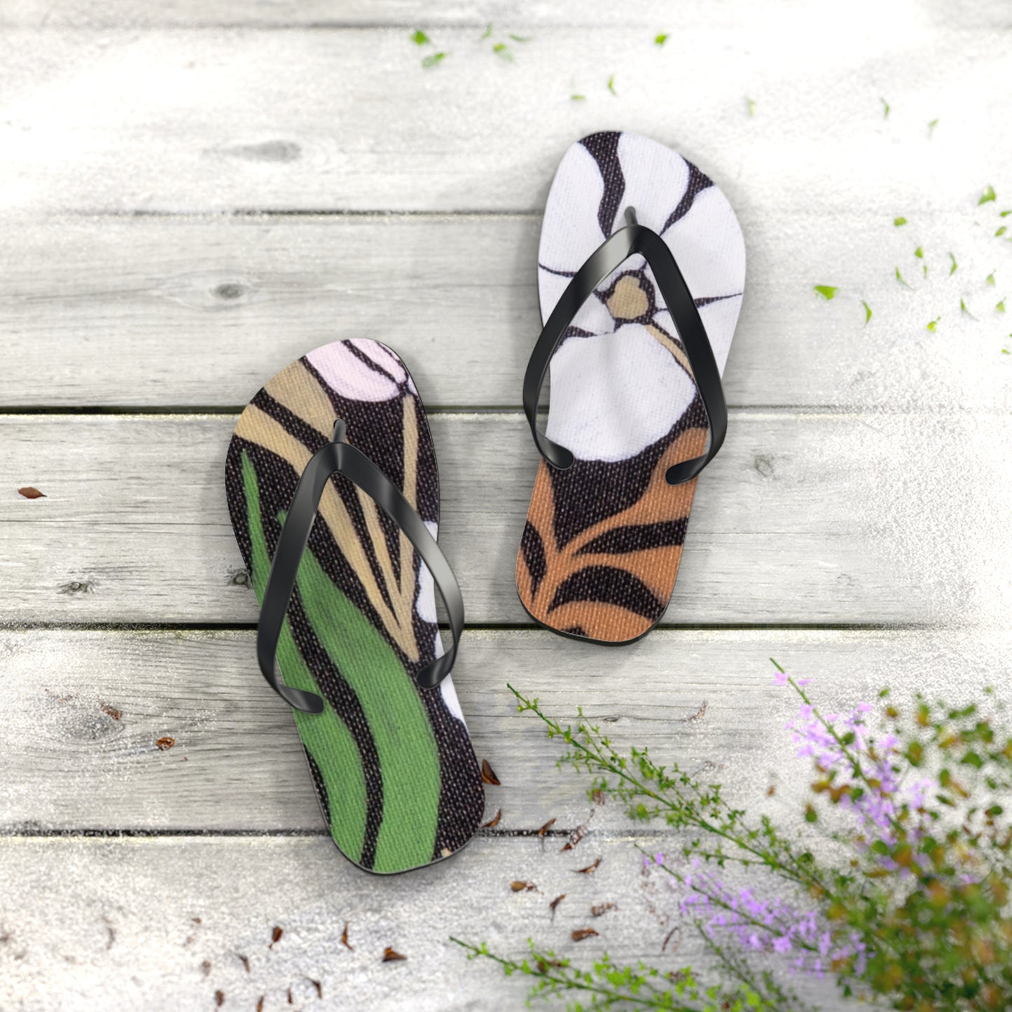 Garden moment Flip Flops – Retro Botanical Beach Sandals