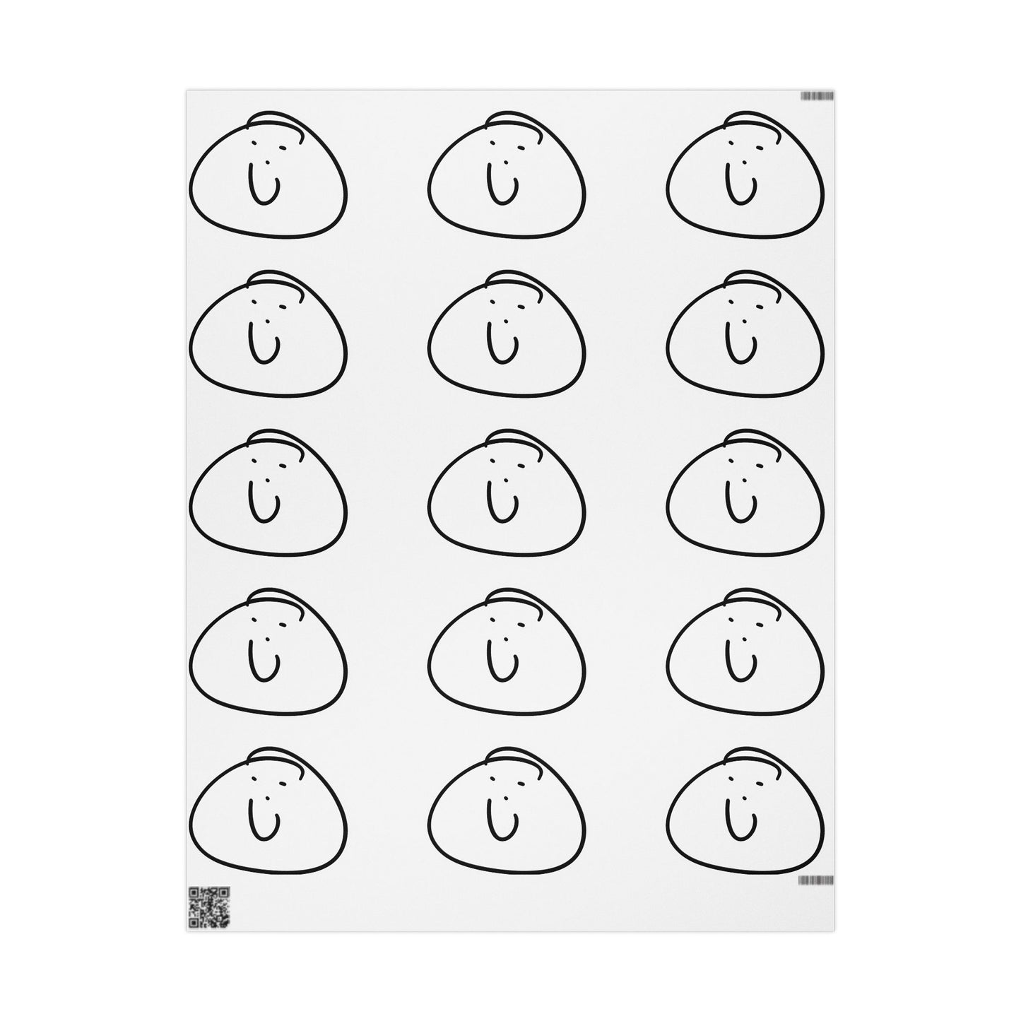 Smiling Face Pattern Wrapping Paper — Minimal Black & White Gift Wrap