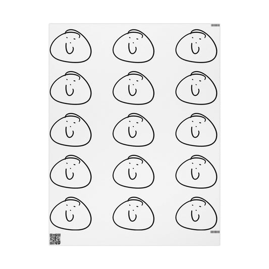 Smiling Face Pattern Wrapping Paper — Minimal Black & White Gift Wrap