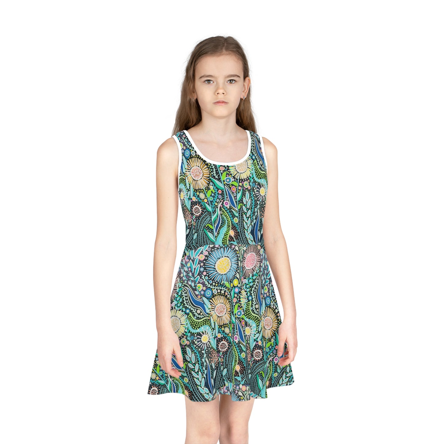 Girls' Floral Garden Sundress — Boho Sunflower Tank Top Dress