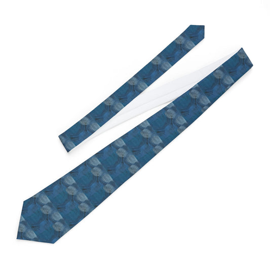 Blue Floral Pattern Necktie — Elegant Men's Dress Tie for Weddings & Work