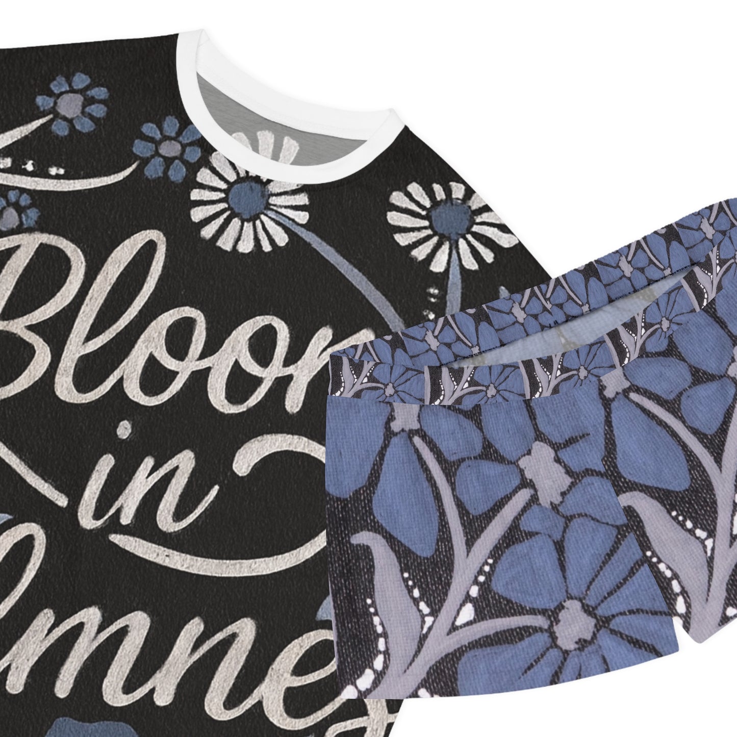 Bloom in Calmness Women's Pajama Set - Floral Short Sleepwear