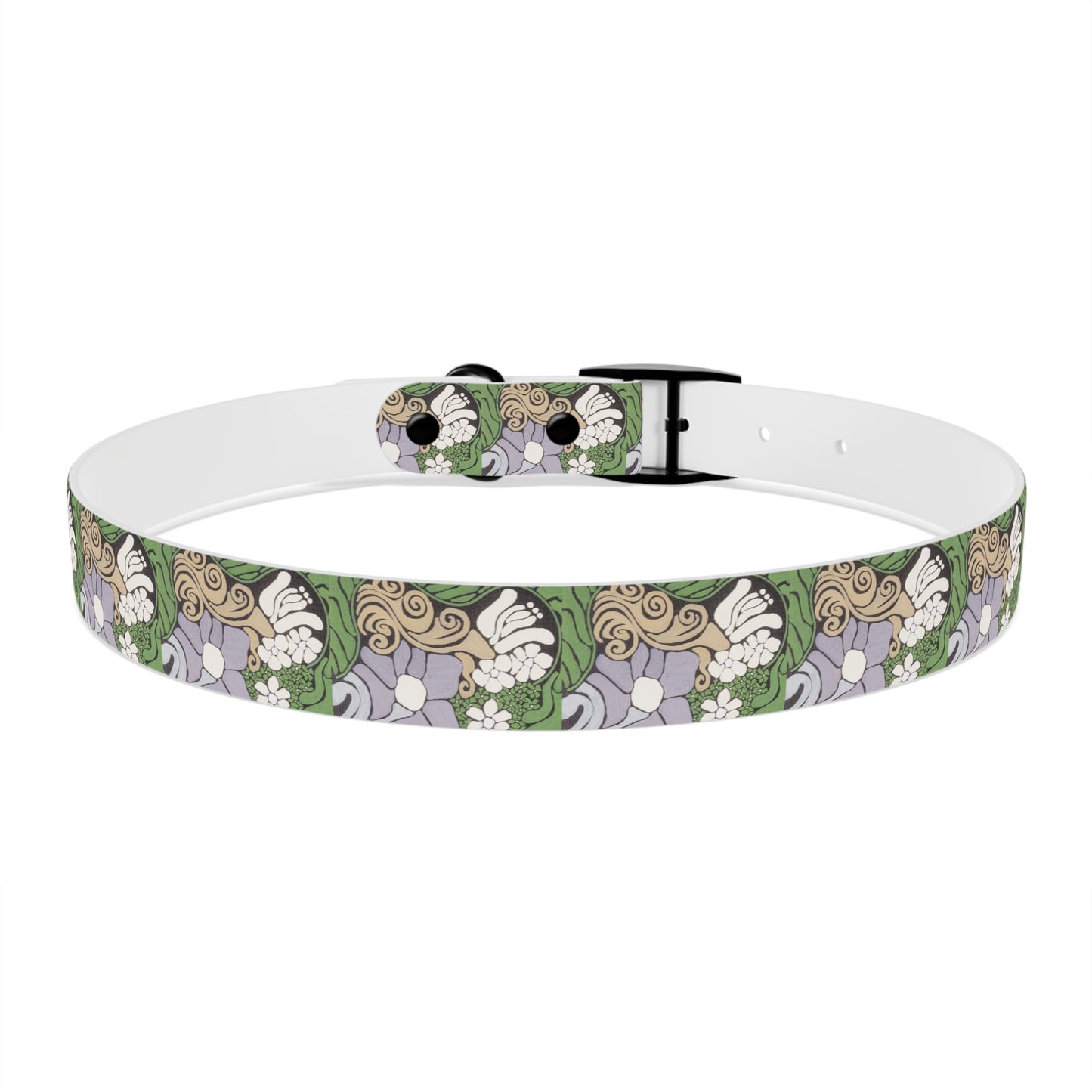 Whim & Tendril Dog Collar — Vintage Green & Lavender Pattern