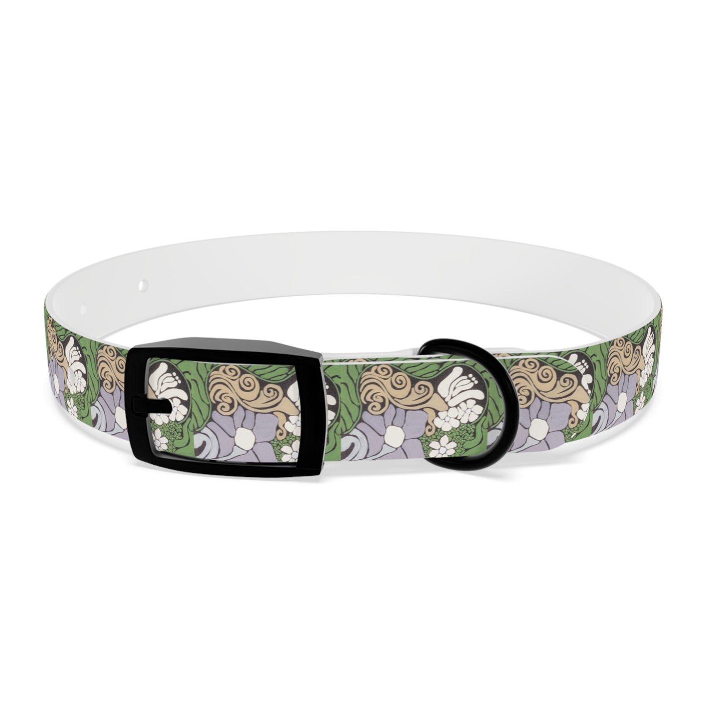 Whim & Tendril Dog Collar — Vintage Green & Lavender Pattern