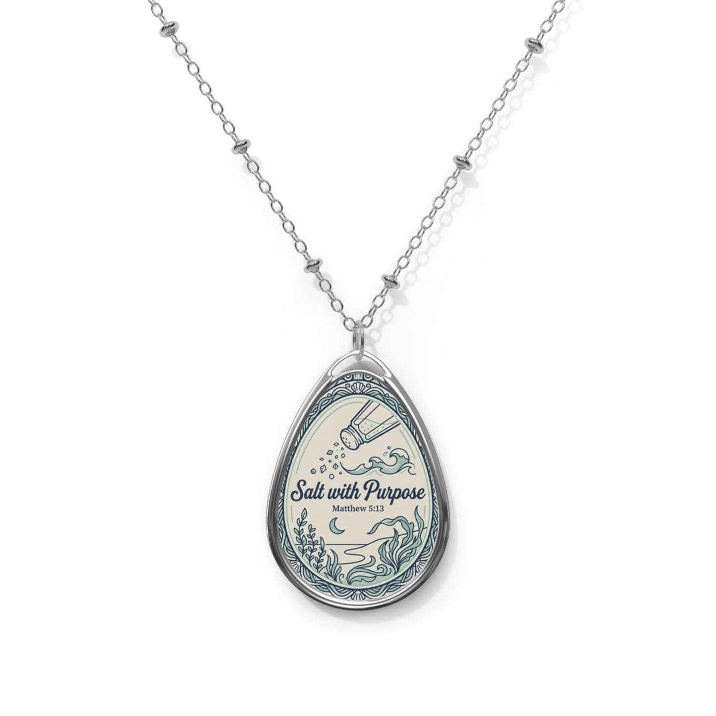 Salt With Purpose Oval Necklace — Inspirational Scripture Pendant (Matthew 5:13)