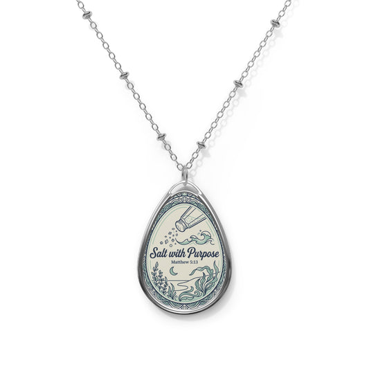 Salt With Purpose Oval Necklace — Inspirational Scripture Pendant (Matthew 5:13)