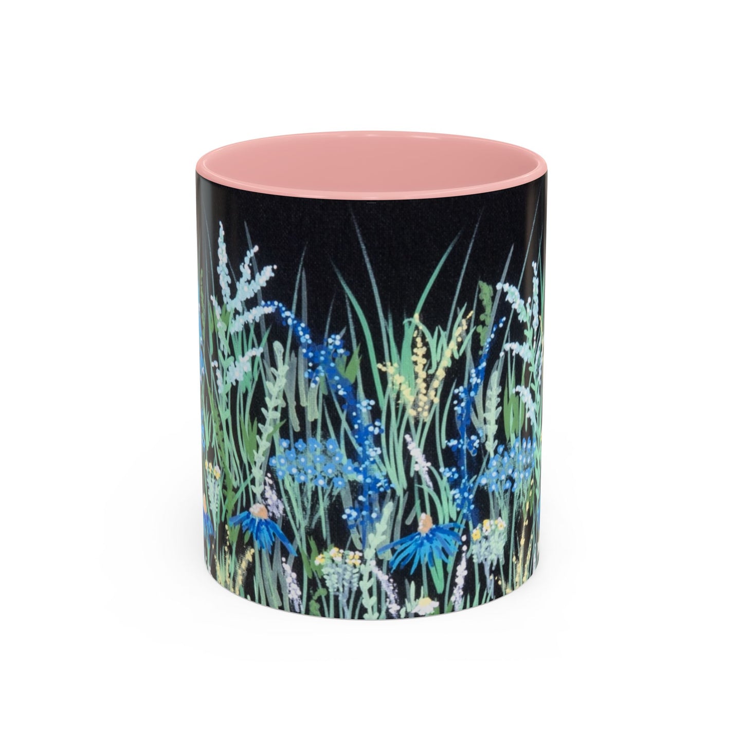 Blue hour bloom Floral Meadow Accent Coffee Mug — Blue Wildflower Garden Design (11/15oz)