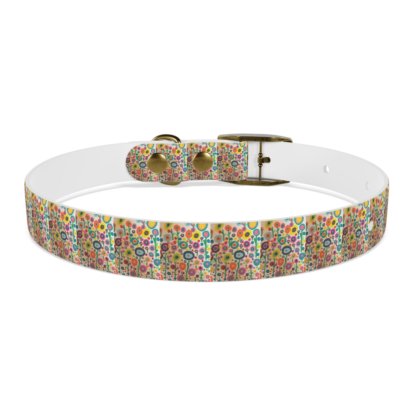 Floral Garden Dog Collar — Colorful Retro Flowers Pattern