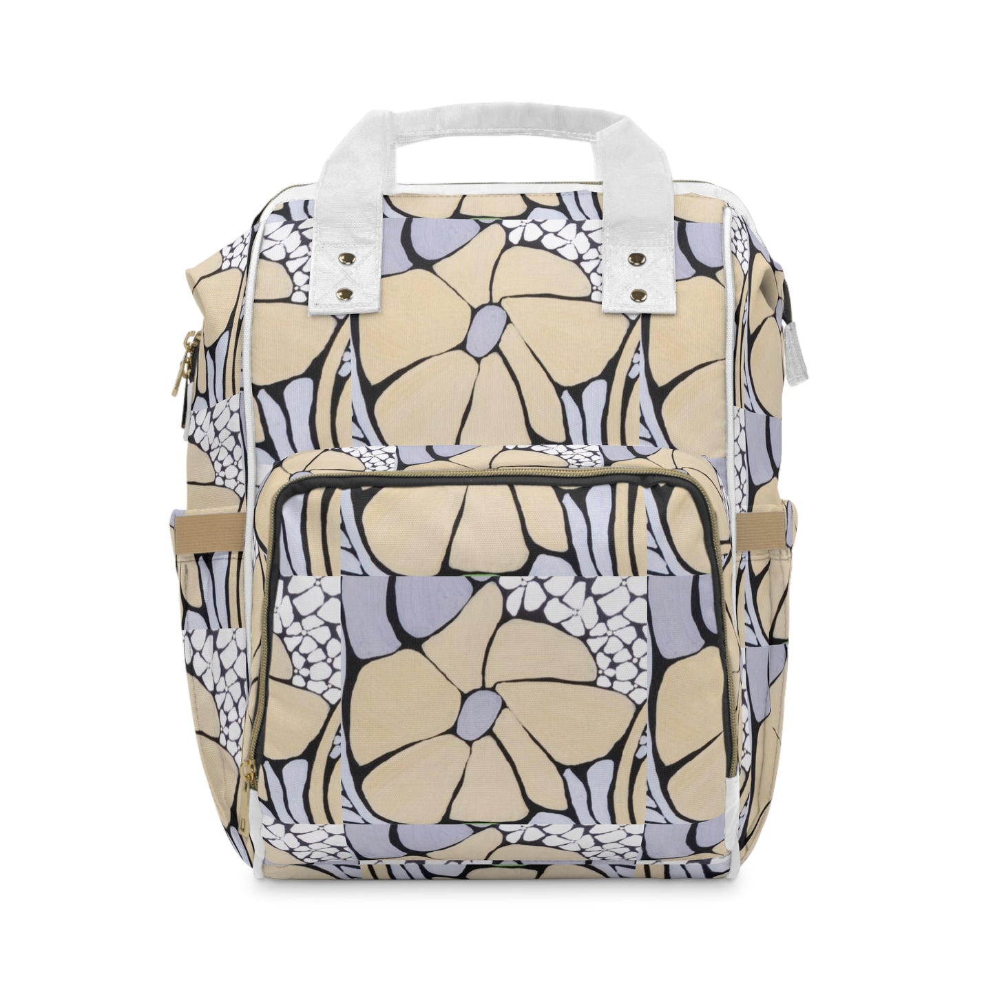 Floral Multifunctional Diaper Backpack — Spacious Baby Changing Bag with Multiple Pockets