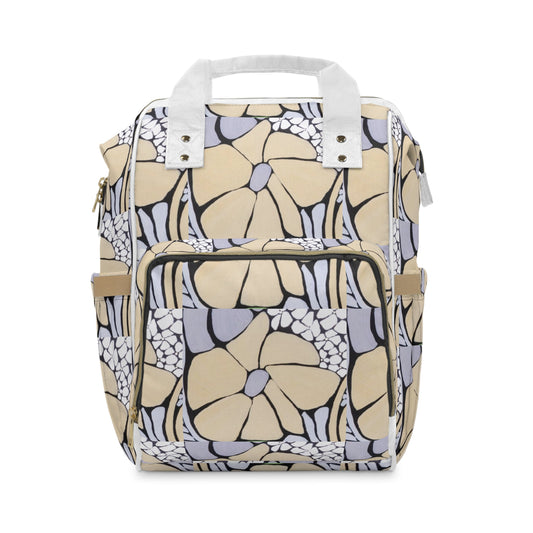 Floral Multifunctional Diaper Backpack — Spacious Baby Changing Bag with Multiple Pockets