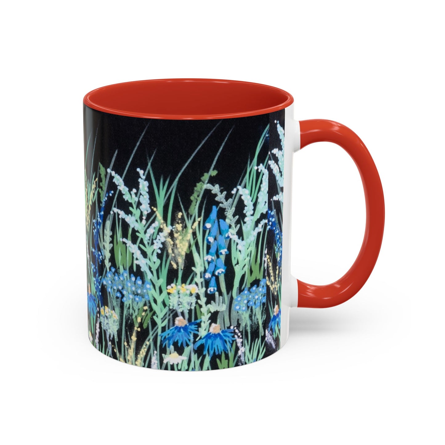Blue hour bloom Floral Meadow Accent Coffee Mug — Blue Wildflower Garden Design (11/15oz)