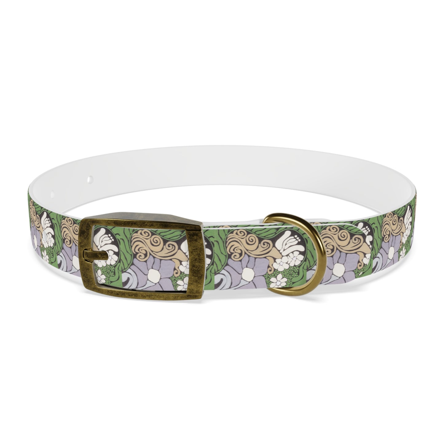 Whim & Tendril Dog Collar — Vintage Green & Lavender Pattern