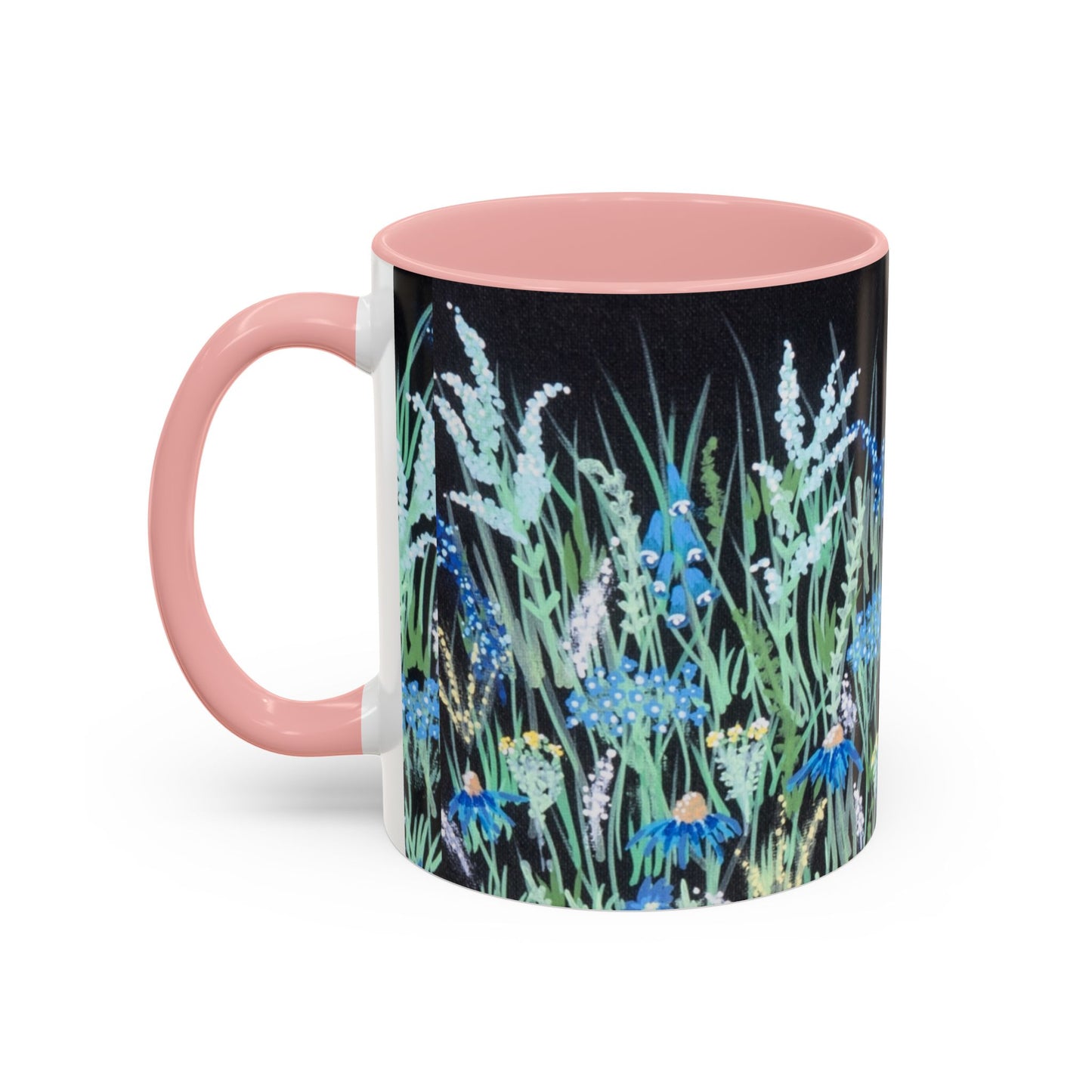 Blue hour bloom Floral Meadow Accent Coffee Mug — Blue Wildflower Garden Design (11/15oz)