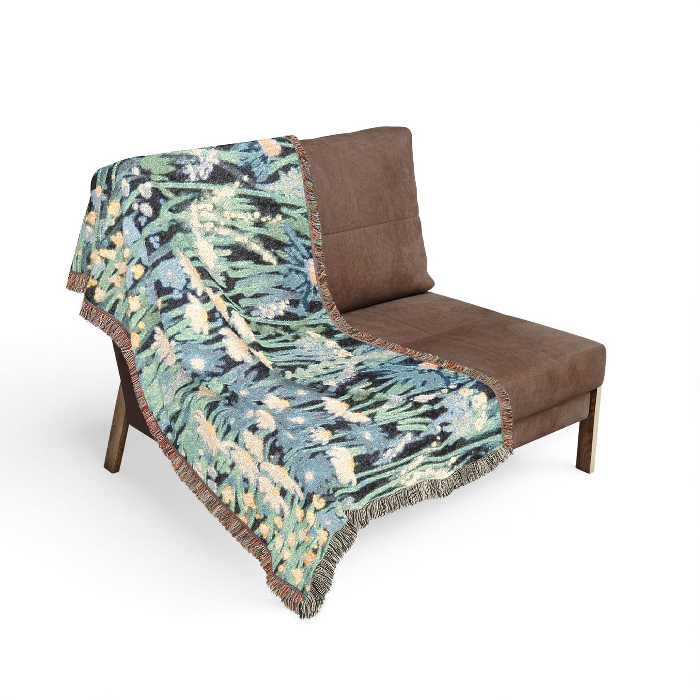 Botanical Woven Blanket – Impressionist Floral Throw