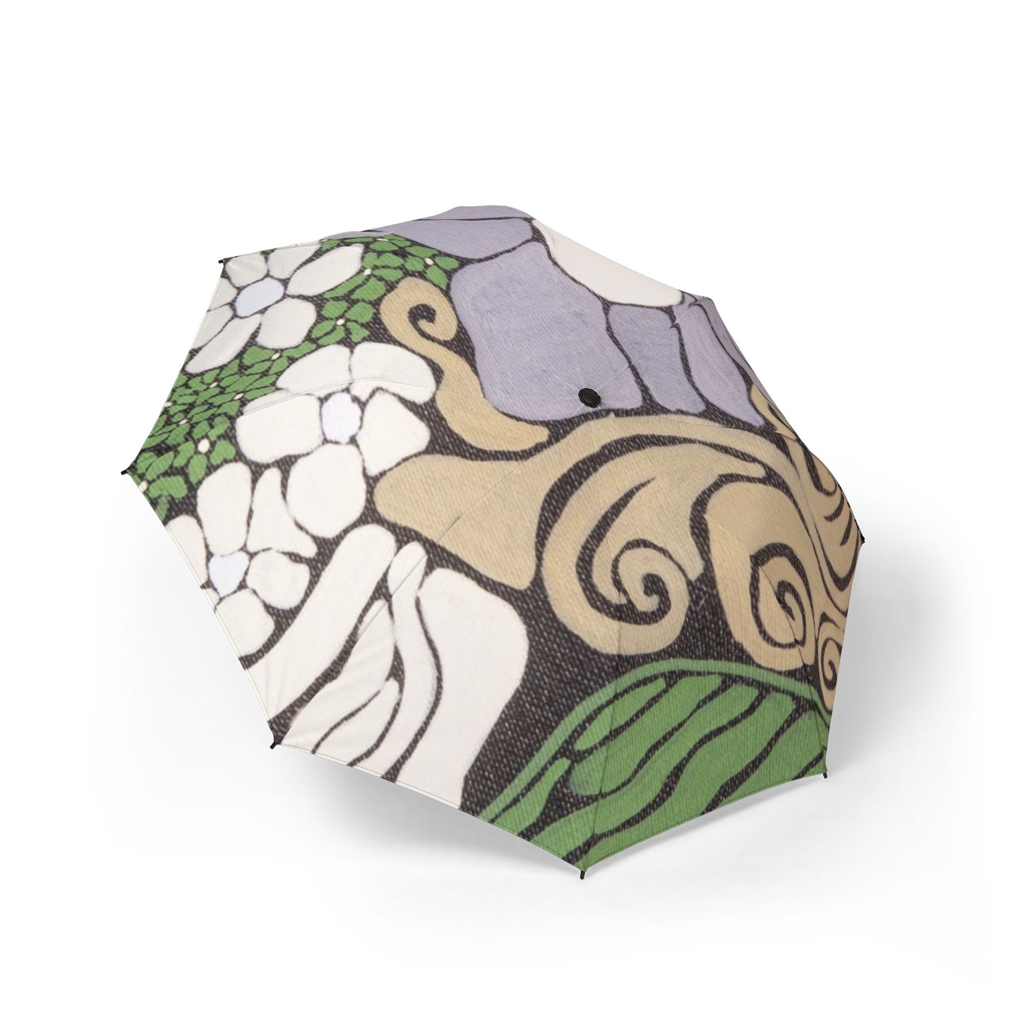 Floral Whimsy Foldable Umbrella — Semi-Automatic Compact Rain Parasol
