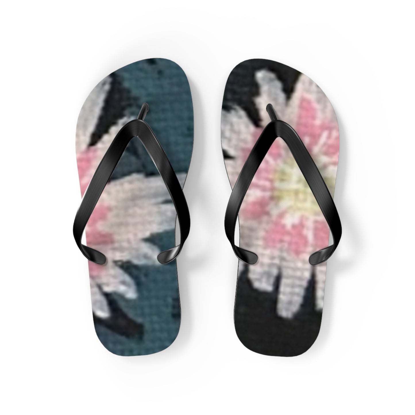 Wild Garden Reverie Beach Flip Flops — Pink Daisy Printed Summer Sandals