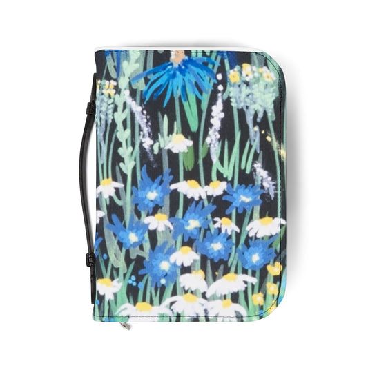 Floral Meadow Bible Cover — Blue Wildflower Zippered Protector
