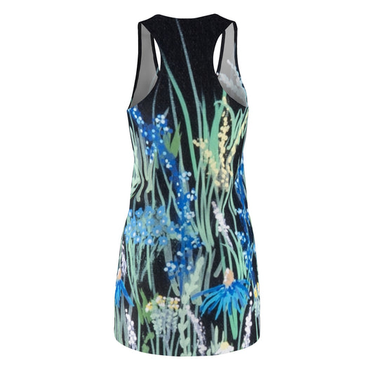 Floral Meadow Racerback Dress – Blue Wildflower Print AOP