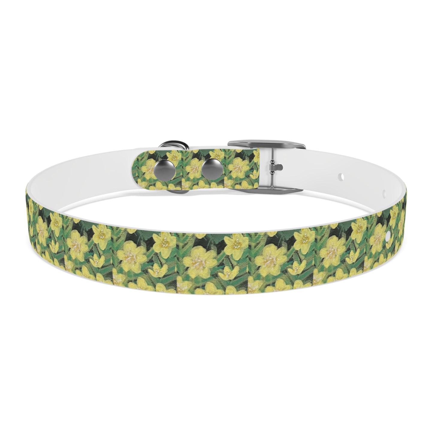 Yellow Floral Dog Collar — Spring Daffodil Pattern for Small & Medium Dogs