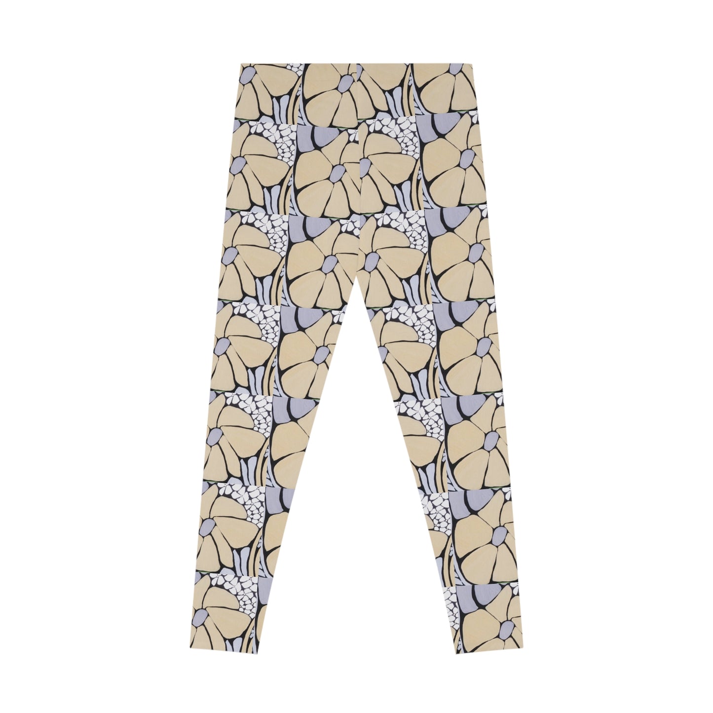 Floral Pattern Leggings — Neutral Beige & grey All-Over Print