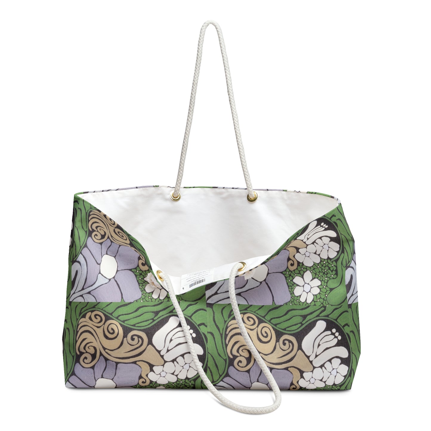 Floral Art Nouveau Weekender Bag — Green & Lavender Travel Tote