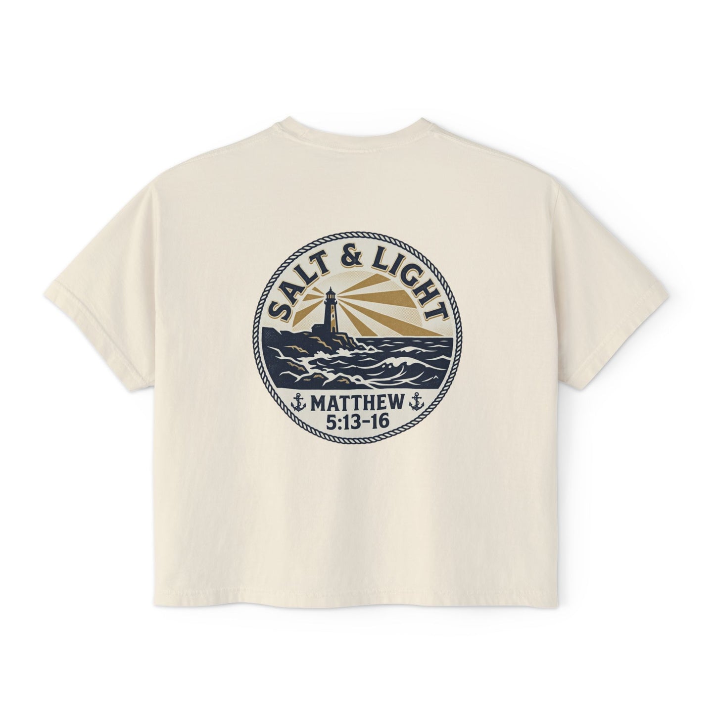 Salt With Purpose Boxy Tee — "Salt & Light" Matthew 5:13-16 Christian Graphic Shirt