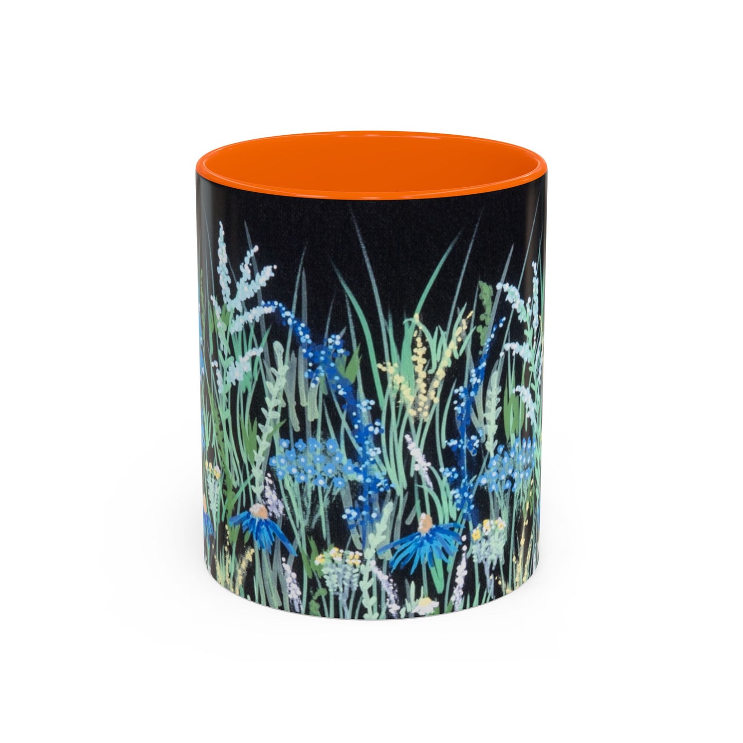 Blue hour bloom Floral Meadow Accent Coffee Mug — Blue Wildflower Garden Design (11/15oz)