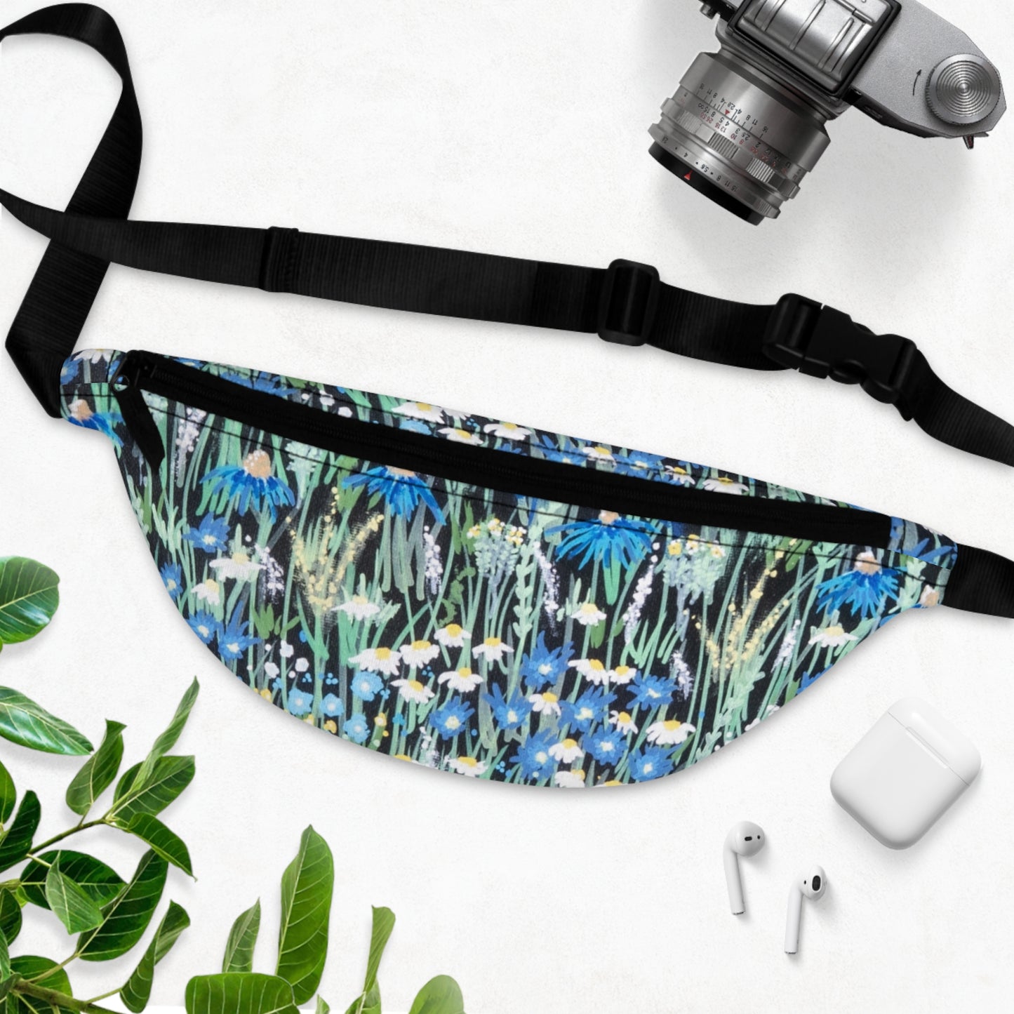 Blue Wildflower Fanny Pack — Floral Festival Waist Bag