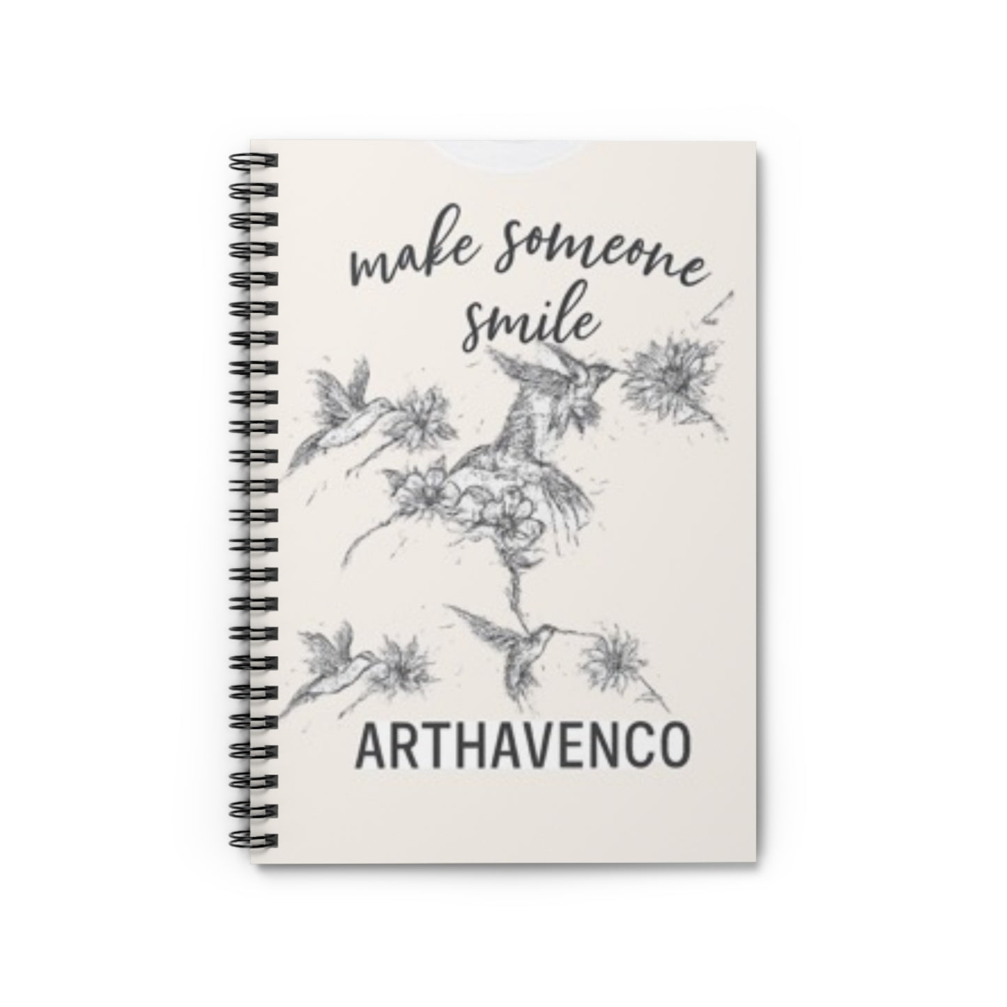 Make Someone Smile Spiral Notebook — Floral Hummingbird Ruled Journal