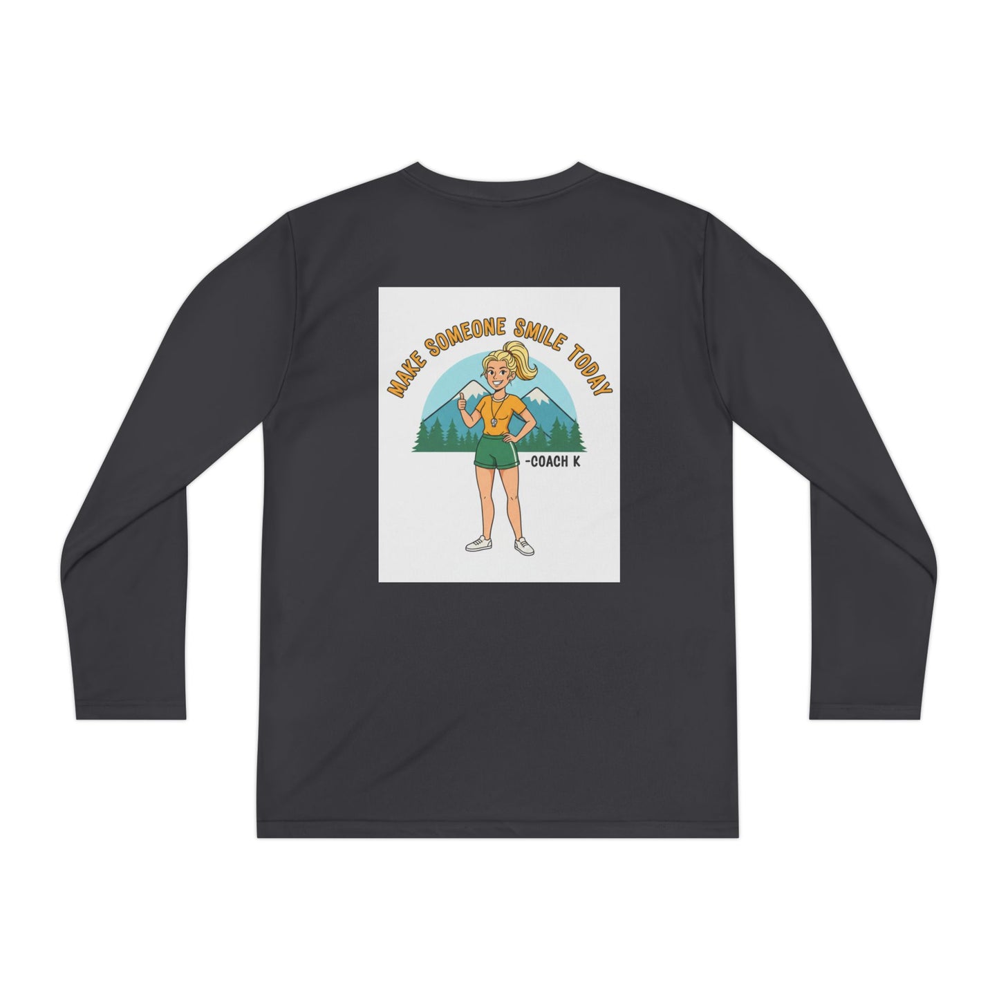 Youth Long Sleeve Tee — 'Run Mountain Climb Train' Graphic Athletic Shirt