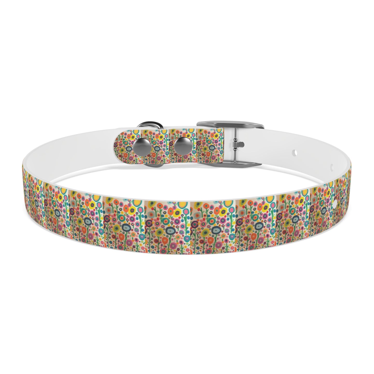 Floral Garden Dog Collar — Colorful Retro Flowers Pattern