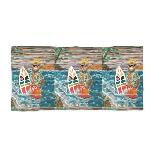 Sailboat Shore Beach Towel — Coastal Vintage Surfboard Pattern