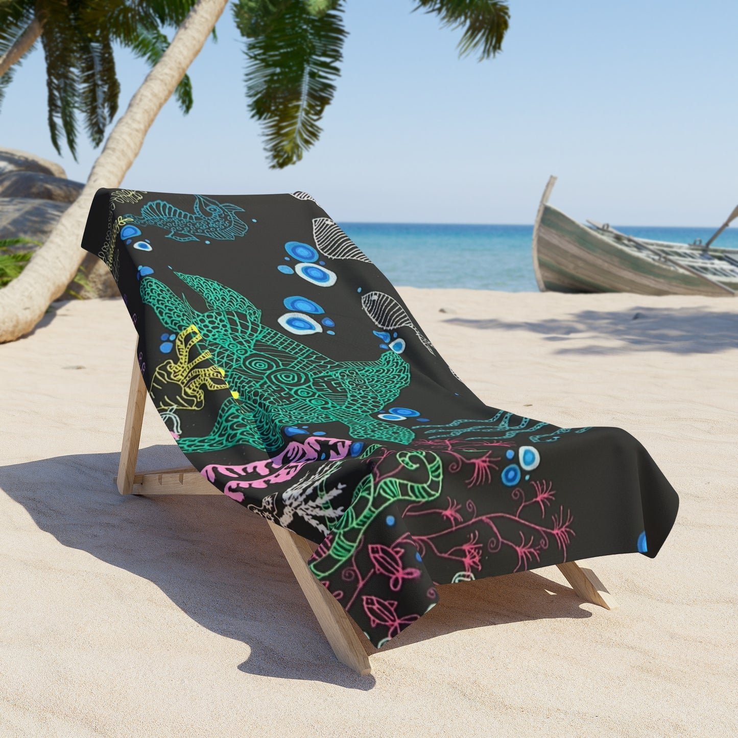 Underwater Sea Turtle Beach Towel — Tropical Ocean Marine Life Design