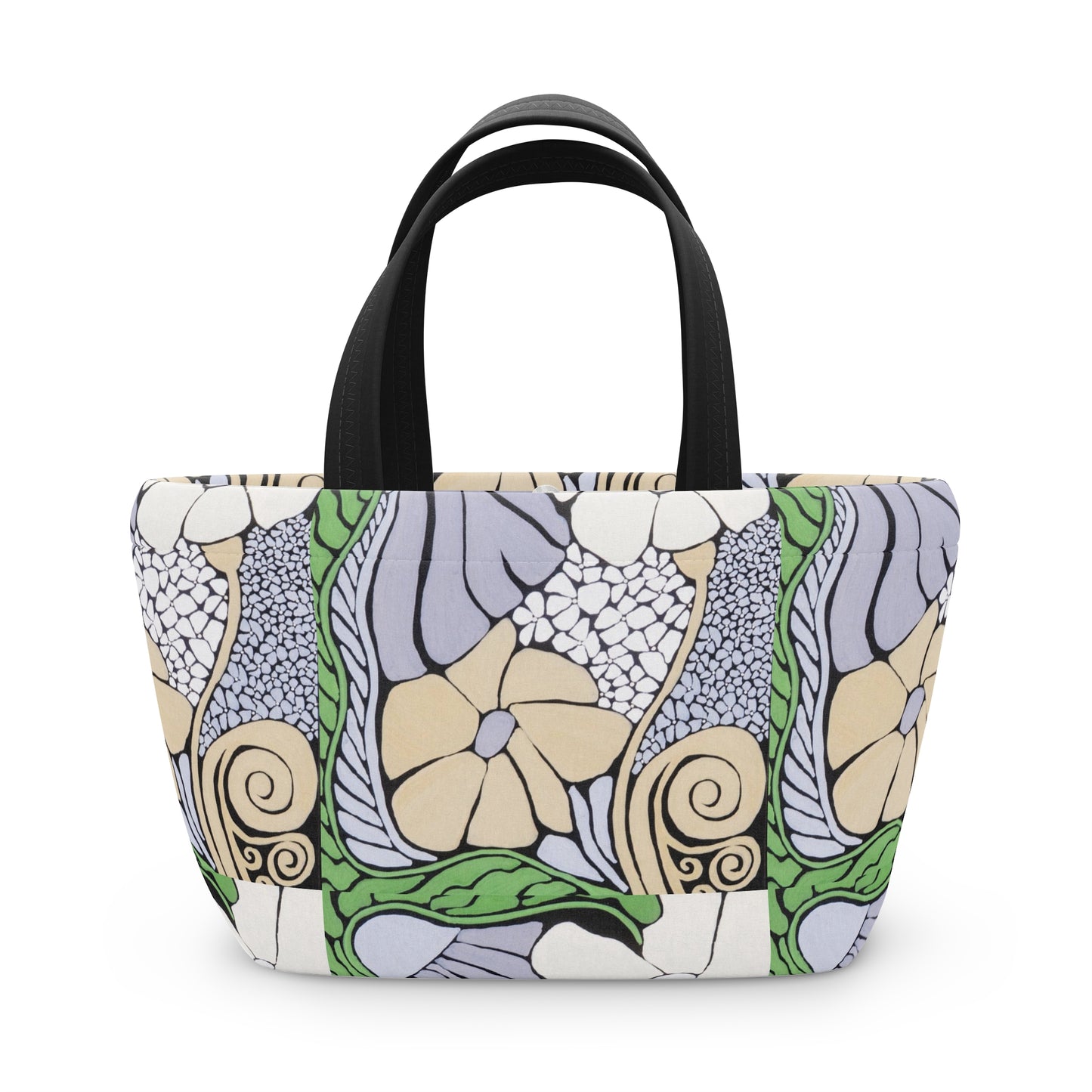 Floral Art Nouveau Lunch Bag — Vintage Botanical Pattern Insulated Tote