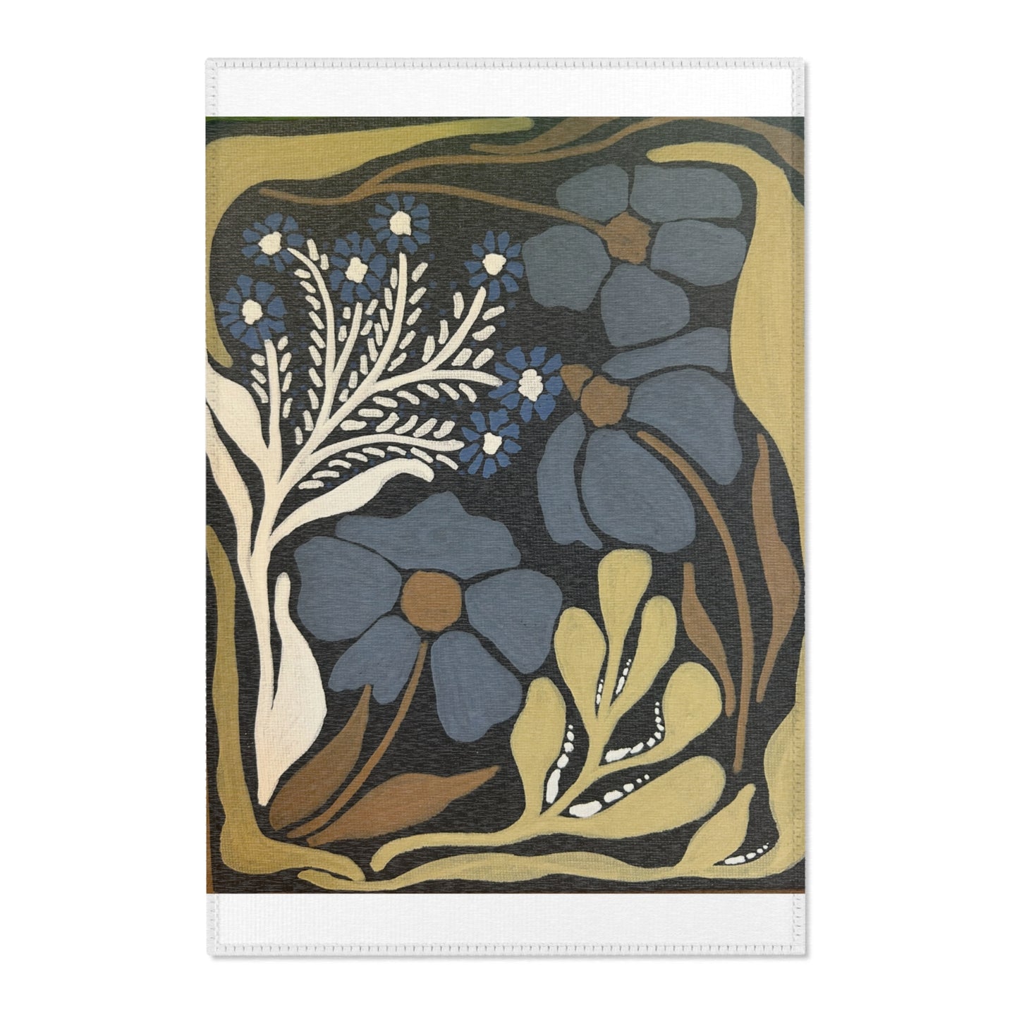 Floral Blue Botanical Area Rug – Vintage-Inspired Meadow Accent Rug