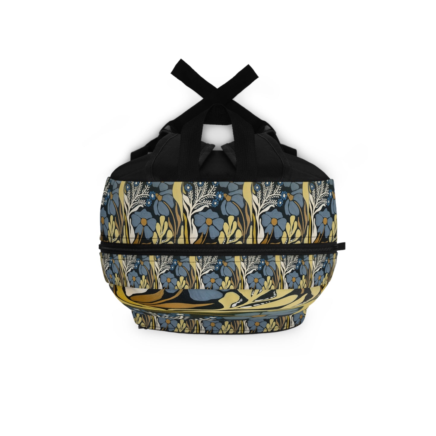 Floral Meadow Backpack — Vintage Blue & Mustard Patterned Daypack