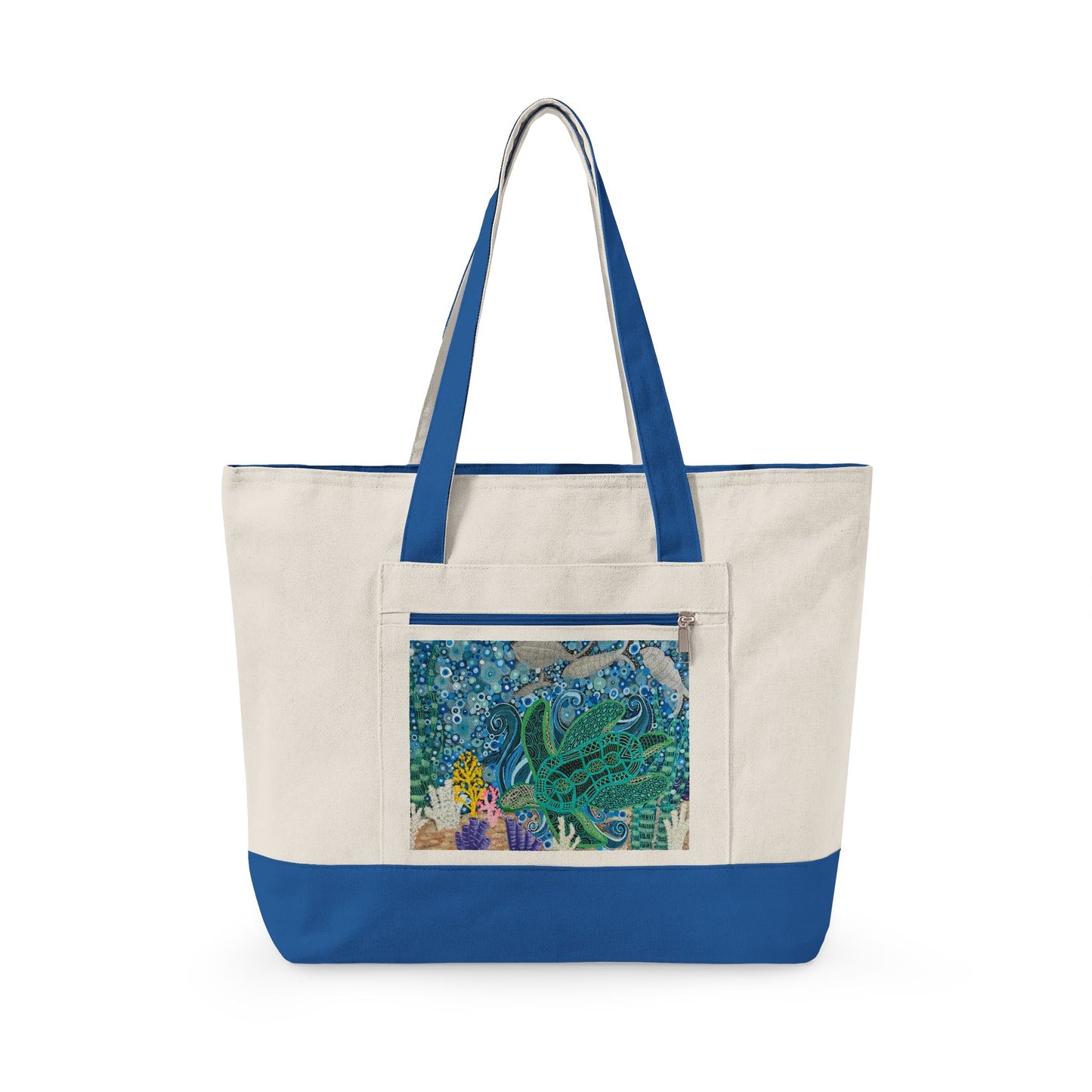 Canvas Tote —Tide whisper Ocean Art Zippered Tote