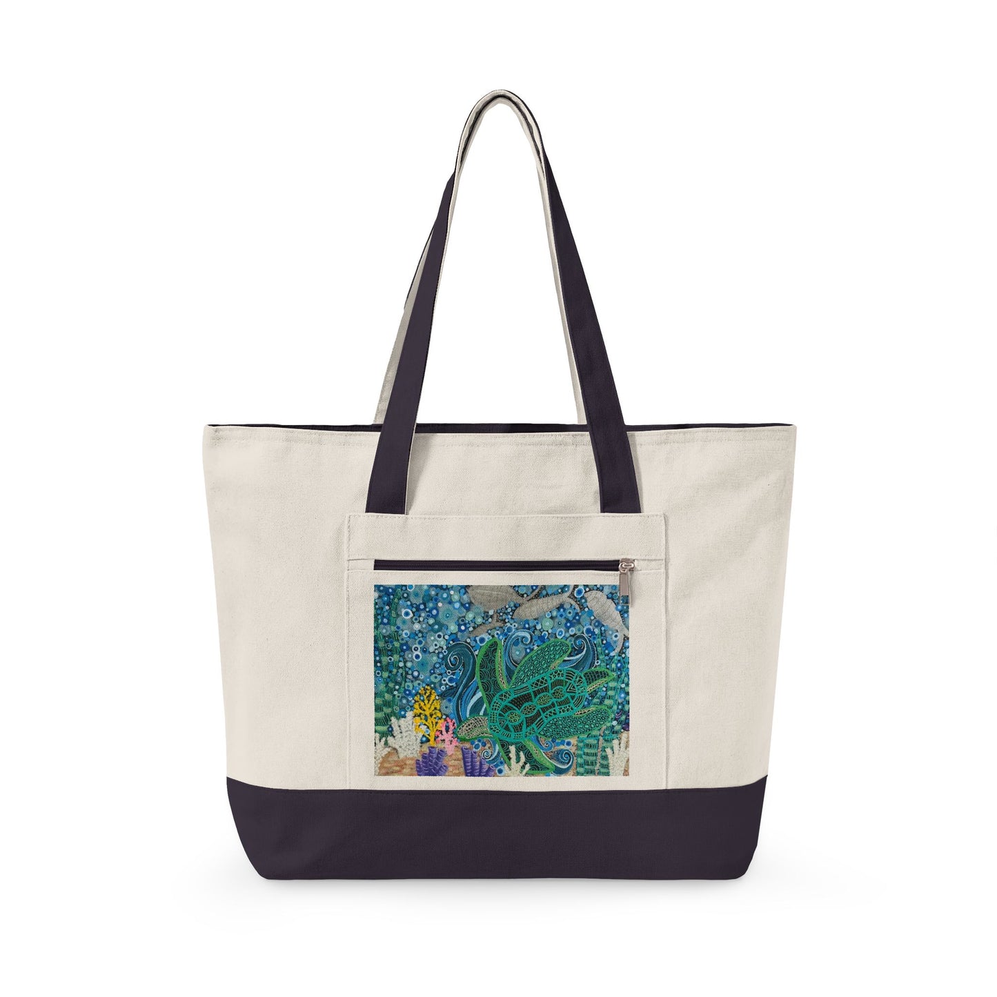 Canvas Tote —Tide whisper Ocean Art Zippered Tote