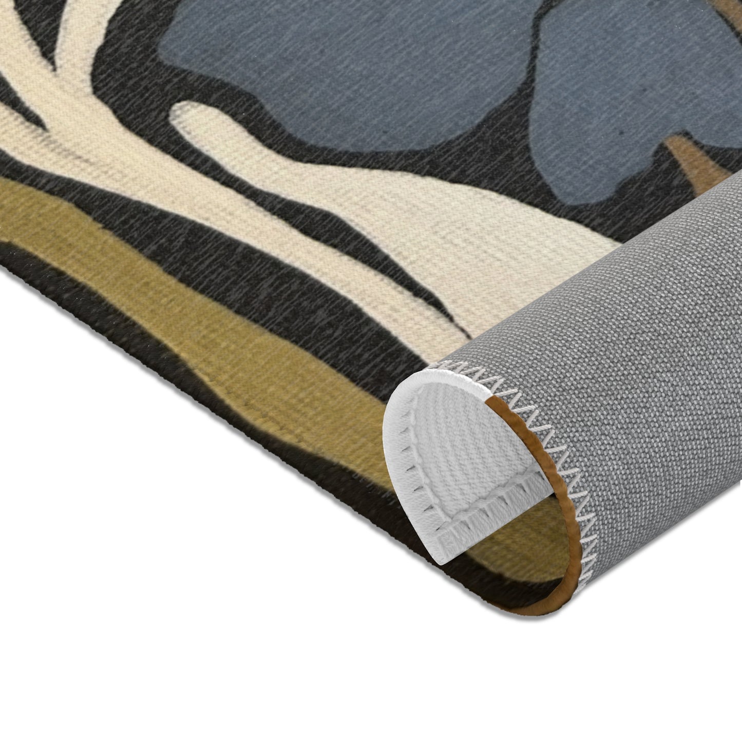 Floral Blue Botanical Area Rug – Vintage-Inspired Meadow Accent Rug