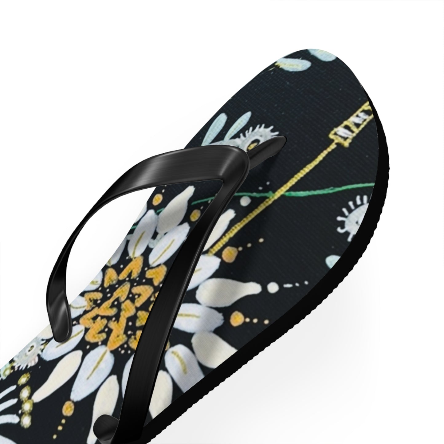 Golden Tangle Flip Flops —  Tropical Daisy Beach Sandals
