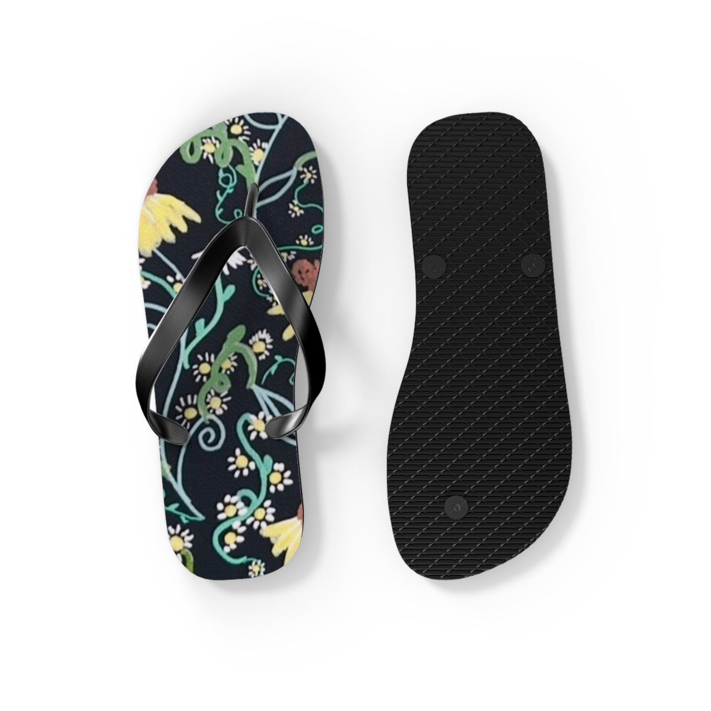 Floral Flip Flops – Dark Botanical Beach Sandals