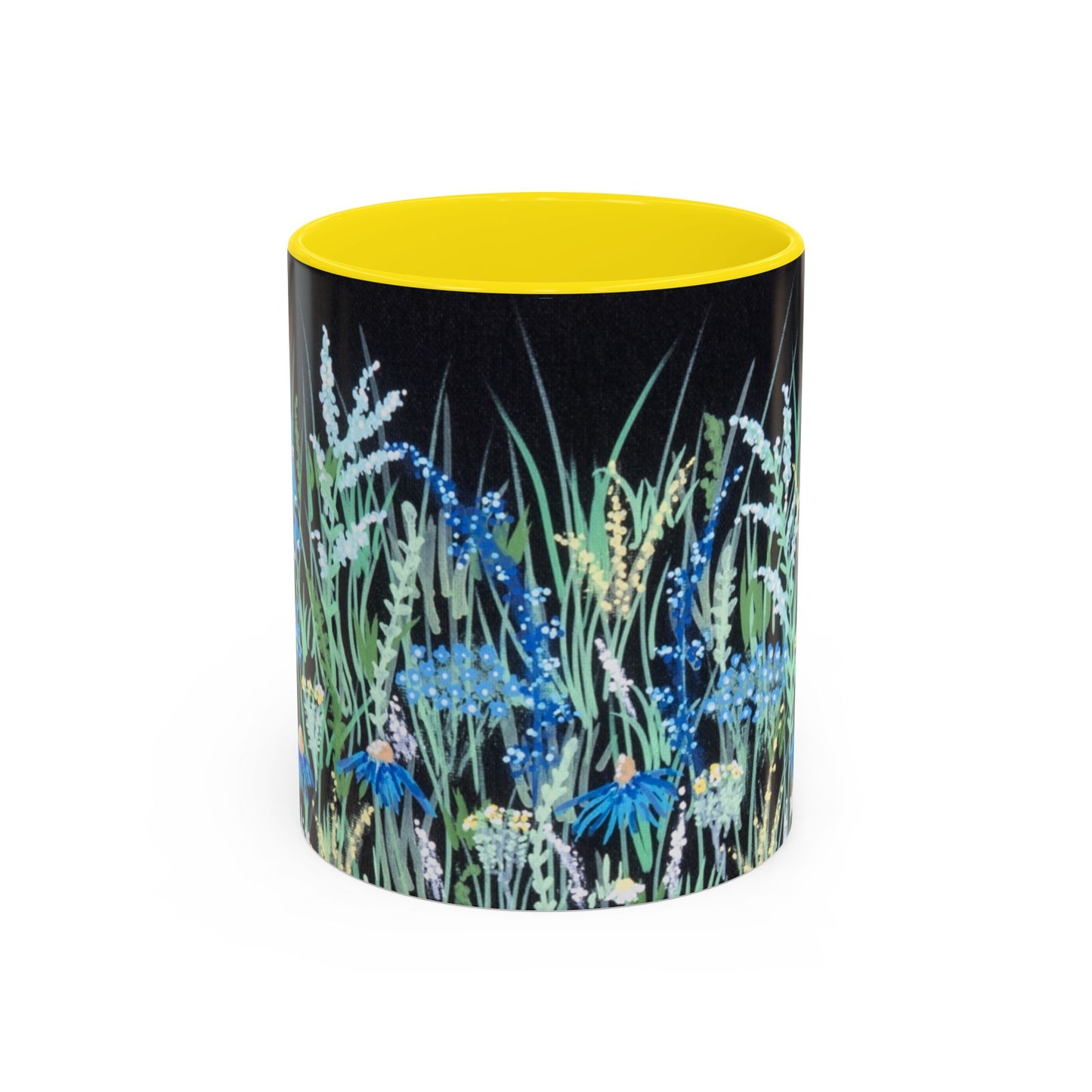 Blue hour bloom Floral Meadow Accent Coffee Mug — Blue Wildflower Garden Design (11/15oz)